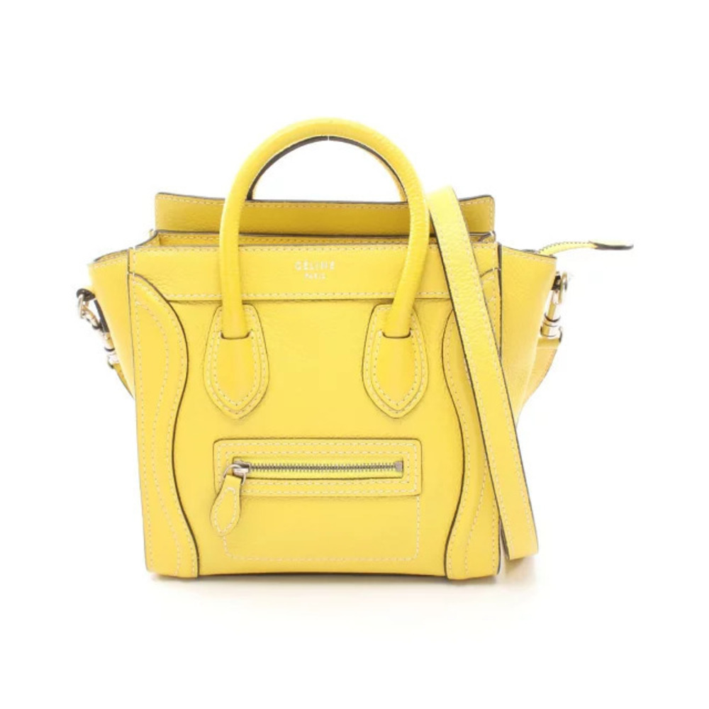 Celine Luggage Tote Shopper Handbag Leather Yellow